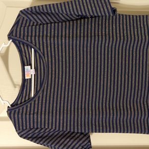 Blue and gold LuLaRoe Julia dress size L